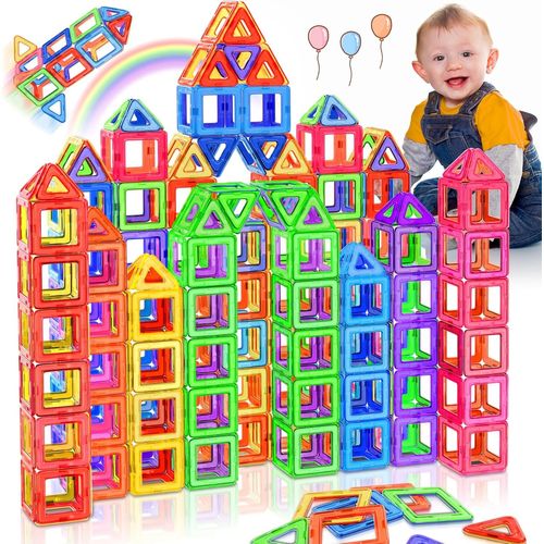Construction Magnétique Enfant,Blocs De Construction Magnétique 40 Pièces,Jeu De Construction Magnétiquee Aimantés Pour Garçons Et Filles,Cadeaux Pour Enfants À Partir De 3 4 5 6 7 8 Ans