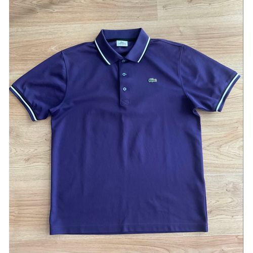 Polo À Manches Courtes Polyester Bleu Foncé Taille 4 Ou M Marque Lacoste