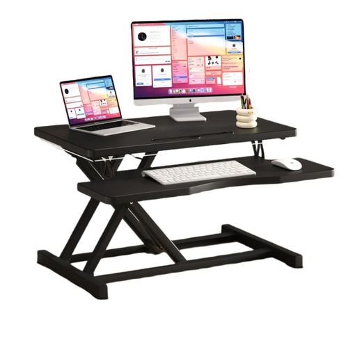 Gangxun Bureau Assis-Debout Ergonomique Réglable – Poste De Travail Pliable 80x65cm, Charge 50kg, Plateau Épais, Système À Gaz Silencieux, Idéal Télétravail Et Gaming