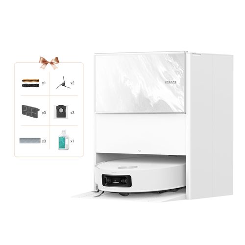 Robot Aspirateur Laveur DREAME Aqua10 Ultra Track Complete, Lavage 45 °C, Obstacles 6 cm, Vidage Auto, Nettoyage Auto de la Serpillière, Aspiration 25 kPa, Démêlage 100 %, Évite +240 Objets