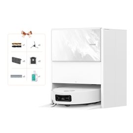 Robot Aspirateur Laveur DREAME Aqua10 Ultra Track Complete, Lavage 45 °C, Obstacles 6 cm, Vidage Auto, Nettoyage Auto de la Serpillière, Aspiration 25 kPa, Démêlage 100 %, Évite +240 Objets