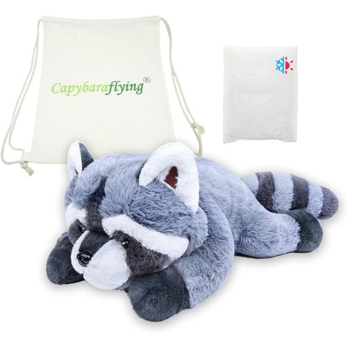 Jouet En Peluche Lesté Raton Laveur,Passe Au Micro-Ondes Zoo Réaliste,Oreiller Animal Gris Câlin Pour Câliner,21In 4,4 Lb Raton Laveur Avec Sac De Transport