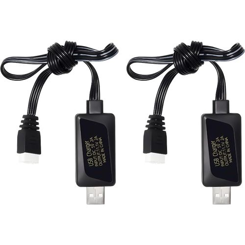 Kal-2pcs 3s 11.1v 2a Chargeur Usb Pour Voiture Rc, Navires Rc, Drones Et Pistolets À Air Comprimé; Rc Jouet 11.1v Câble De Charge Usb-Kalanka