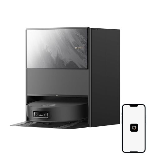 Robot Aspirateur Laveur - DREAME Aqua10 Ultra Track Complete Noir, Lavage 45 °C, Aspiration 25 kPa, Obstacles 6 cm, Vidage Auto, Nettoyage Auto de la Serpillière