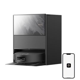 Robot Aspirateur Laveur - DREAME Aqua10 Ultra Track Complete Noir, Lavage 45 °C, Aspiration 25 kPa, Obstacles 6 cm, Vidage Auto, Nettoyage Auto de la Serpillière