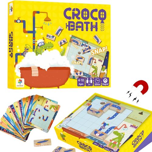 Jeu De Logique Et Réflexion-Casse Tête En Bois Magnétique-Développer La Stratégie Et La Concentration-Cadeau De 4 À 10 Ans-Jeu Seul Ou En Famille-Croco Bath -