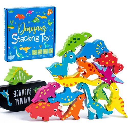 Jeux D'Empilage En Bois,Jeux Montessori Blocs Jouets D'Équilibrage Bois Lune,Empiler Bloc De Construction Animaux Dinosaur,Pour Enfants Garçons Filles 3 4 5 Ans Jouets Éducatifs