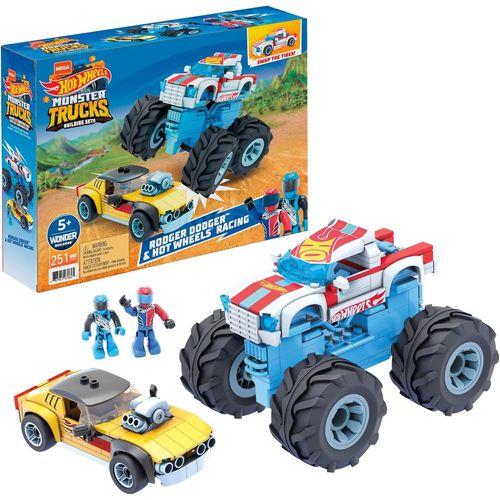Mega Construx Hot Wheels Monster Trucks Rodger Dodger&Racing,Jeu De Voitures Et De Briques De Construction,251 Pièces,Pour Enfant Dès 5 Ans,Gyg22