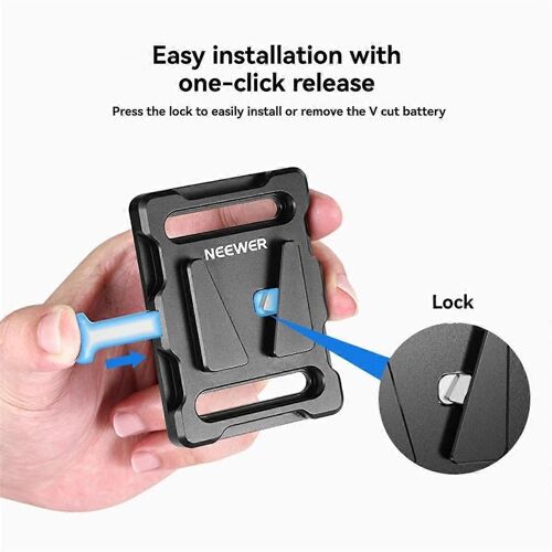 Mini plaque de batterie à montage en V avec dégagement rapide, filetage 1/4 pouce - pour batteries à montage en V, et
