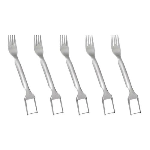 Lot De 5 Coupe-Fruits 2 En 1 En Acier Inoxydable, Double Fourchette À Fruits, Couteau, Trancheuse, Fourchette À Pastèque