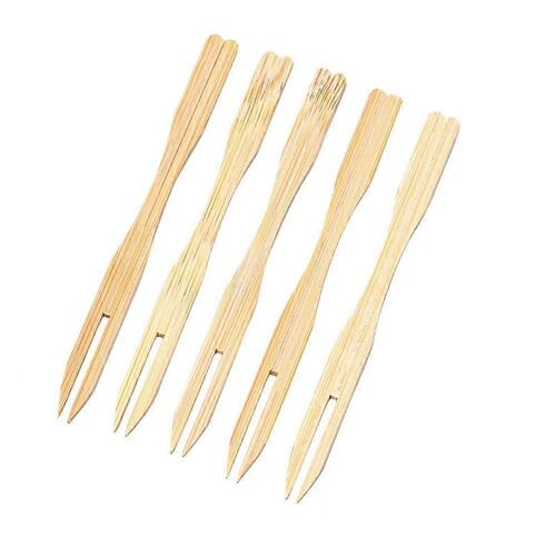 Lot De 500 Fourchettes À Apéritif En Bambou, Mini Fourchettes En Bambou De 3,5 Pouces, Fourchettes En Bois Jetables, Petits Fruits