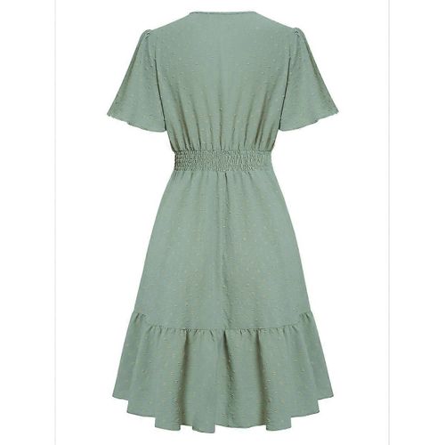 Robe Trapèze À Col En V Vert Clair M