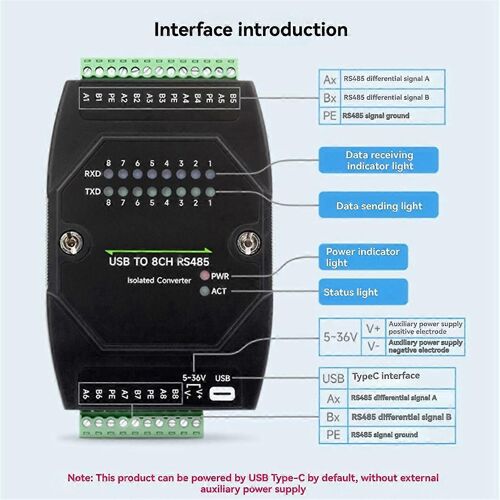 Convertisseur industriel USB vers RS485 isolé 8 canaux Module convertisseur de communication série RS485 avec