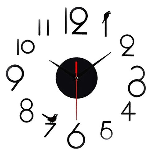 Horloge murale bricolage sans cadre,Horloge murale miroir 3D moderne,Horloge murale en chiffres romains Horloge murale Horloge noire