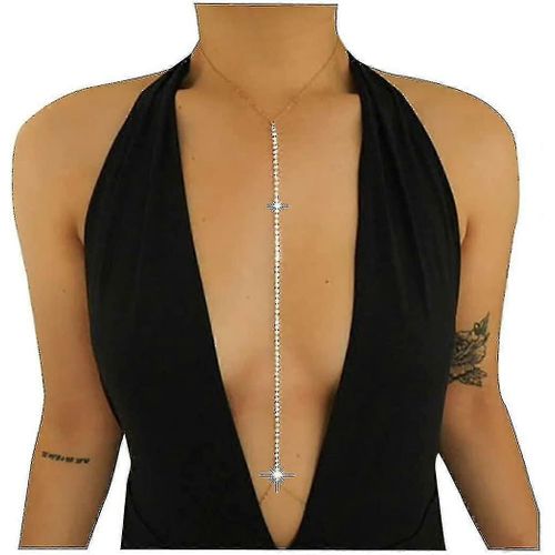 Chaîne De Corps En Strass, Soutien-Gorge, Cristal, Bikini, Bijoux De Corps, Collier, Bikini, Chaînes Sexy, Argent