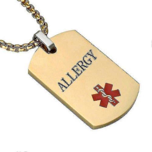 Collier Avec Pendentif En Or Pour Diabète De Type 1, Identification Médicale, Pour Homme, Ice Sos, Personnalisable, Bijoux, Cadeaux, Allergie