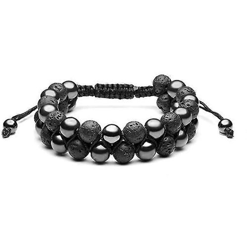 Bracelet Diffuseur D'huiles Essentielles En Pierre De Lave De 8 Mm Pour Hommes Et Femmes, Corde Tressée, Perles De Yoga En Pierre Naturelle