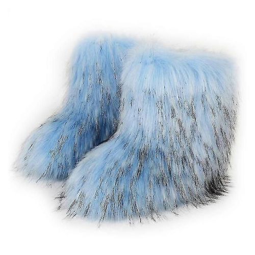 Bottes De Neige Multicolores En Fausse Fourrure De Raton Laveur Pour Femme, Chaudes Et Tendance, Semelles En Tendon De B?Uf, Pour L'hiver