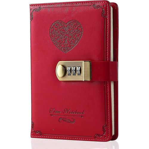 Journal intime avec cadenas pour filles ¿ Journal intime en cuir avec mot de passe, joli carnet secret avec cadenas à combinaison pour femmes et adultes, format B6, 5,3 x 7,8 pouces