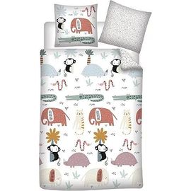 Parure De Lit 140 X 200 Cm Motif Little Animals 100% Coton
