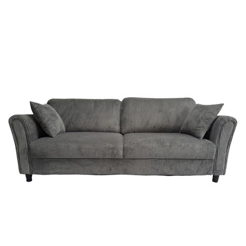 Canapé Droit 4 Places En Velours Côtelé Gris Foncé Lucerne