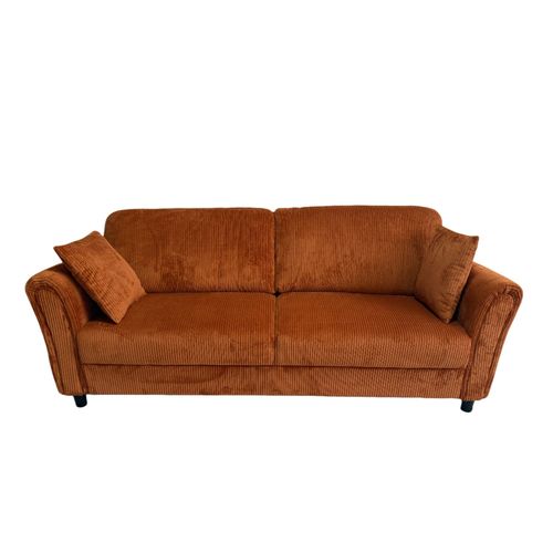Canapé Droit 4 Places En Velours Côtelé Terracotta Lucerne