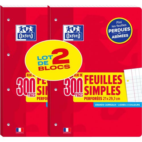 Patq-Lot De 2 Pack De Feuilles Simples Détachables A4 300p Seyès