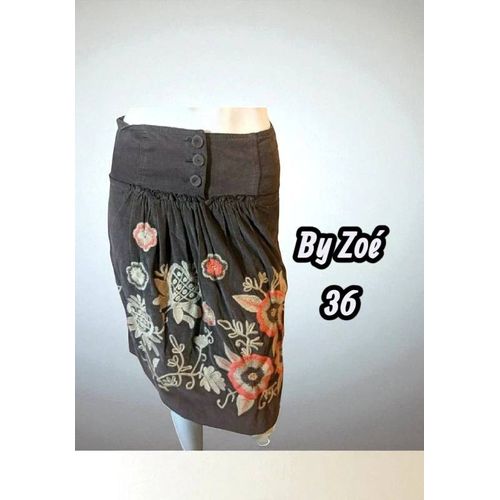 By Zoé Taille 36 Superbe Jupe Marron Velours Fines Côtes