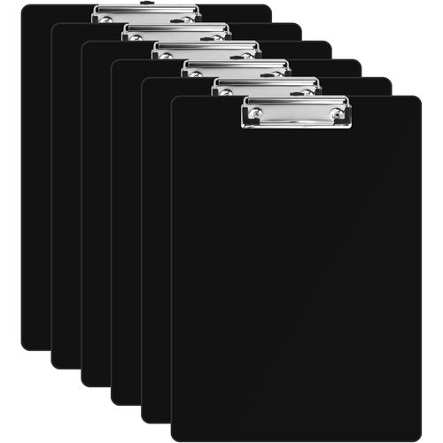Patq-6 Porte-Bloc, Planches À Pince A4, Clip Planches En Plastique Avec Pince Métallique Caoutchoutée, Porte-Documents Avec Trou De Suspension, Bloc À Pince Pour Bureau, Cuisine Et École (Noir)