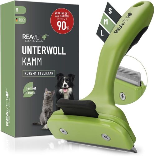 Undercoat Comb For Dogs And Cats With Short Hair I Medium Breeds I Removes Undercoat I Nourishes Cover Hair I With Self-Cleaning Button I Cat Comb Ideal For