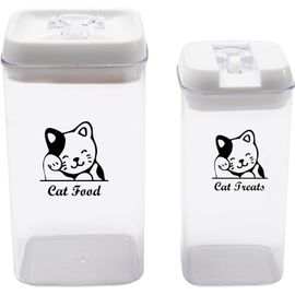 Apt--Boite Croquette Chat,Lot De 2 Pot De Conteneur Croquettes Chat Pour Aliments Et Friandises Pour Chats,Plastique Transparent,4.5l Capacité-Bpa-Free