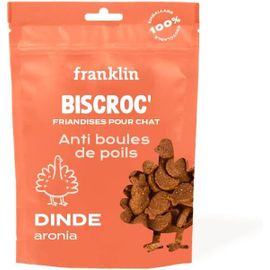 Apt-Franklin \U2013 Friandise Pour Chat Dinde \U2013 Biscroc` Anti Boules De Poils Chat \U2013 Sans Céréales \U2013 Riches En Fibres, Protéines Et Oméga 3 \U2013 Tout Âge \U2013 50g