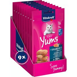 Apt-Cat Yums, Friandises Moelleuses Pour Chats, Snack Fourré Au Saumon, Sachet Refermable, Format Économique, Sans Sucre Ajouté (9x 40g)