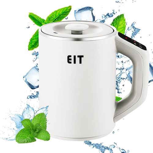 Petite Bouilloire Electrique, 800ML Bouilloire De Voyage, Mini Bouilloire En Acier Inoxydable, 300W Bouilloire Compacte Silencieuse Avec Arrêt Automatique pour Cuisine En Voyage, Café, Thé (Blanc)