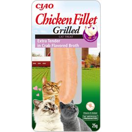 Apt-Chicken Fillet Grilled - Friandises Pour Chats En Filet Extra Tendre De Poulet - Bouillon Aromatisé Au Crabe - Snack Grillé Et Riche En Antioxydants - 12 Filets De 15g