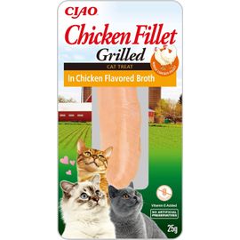 Apt-Chicken Fillet Grilled - Friandises Pour Chats En Filet De Poulet - Bouillon Aromatisé Au Poulet - Snack Pour Félins Grillé Et Riche En Antioxydants - Nourriture Pour Chats - 12 Filets De 25g