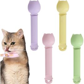 Apt-Cuillères À Friandises Liquides Pour Chats, Cuillère À Friandises Pour Chat, Cuillères À Presser À Friandises Douces Pour Chats, Pour Friandises Humides À Lécher, 4 Pièces