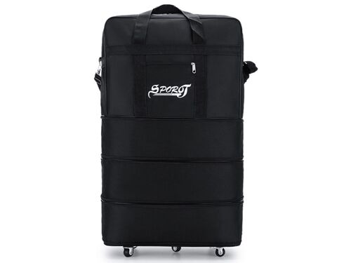Sac de voyage à roulettes 90 x 50 x 30 cm extensible en tissu Oxford noir