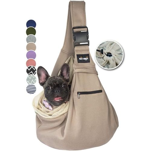 Apt-Sac De Transport Pour Chien Et Chiot - Mains Libres - Bandoulière Réglable - Poche Zippée - Ceinture De Sécurité En Maille - Pour Voyage En Plein Air, Métro, Kaki