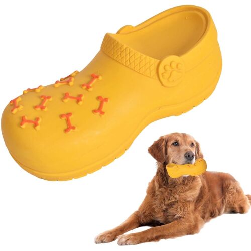 Jouet Pour Chien En Forme De Pantoufle,Jouet À Mâcher Durable En Caoutchouc Naturel,Jouet Interactif Grinçant Pour Chien De Grande,Moyenne Et Petite Taille Qui Mâchent De Manière (Orange)