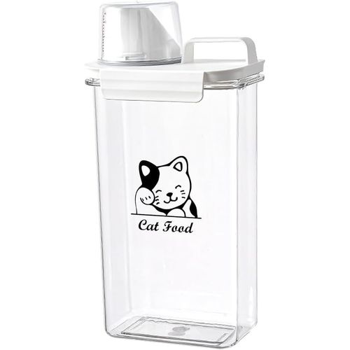 Apt-Récipient De Nourriture Pour Chat,2.5 L Conteneur Croquette Chat En Plastique Transparent,Boite Croquette Chat Hermétique Avec Tasse À Mesurer,Portables Idéaux Pour Voyages-Sans Bpa