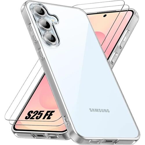 Coque + 2 Verres Trempés pour Samsung Galaxy S25 FE, Protection Transparente Anti-Rayures Slim Léger - EFConnection