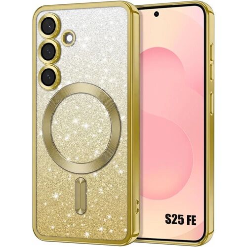 Coque pour Samsung Galaxy S25 FE, Protection à Paillettes avec Cercle Magnétique et Film Caméra - Doré - EFConnection