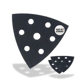 SEPT-Lot de 3 patins de protection pour ponceuse delta 93 x 93 x 93 mm, 6 trous [Lot de 3] Tampons de protection auto-agrippant pour une meilleure adhérence du papier abrasif triangulaire