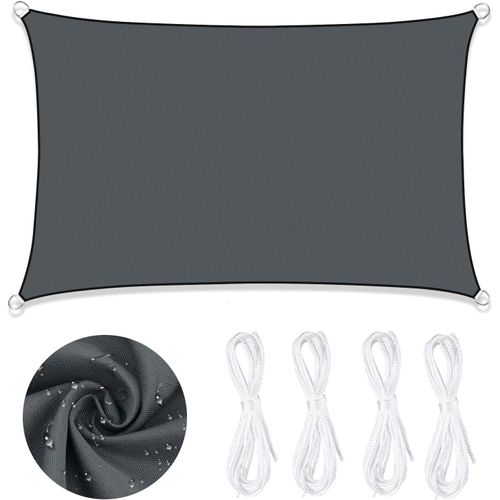 Sept-Voile Ombrage, Toile Ombrage Imperméable, Toile D'ombrage Respirant 95% Protection Rayons Uv Pour Jardin, Terrasse, Extérieur, Gris, Rectangulaire,2 * 3 M