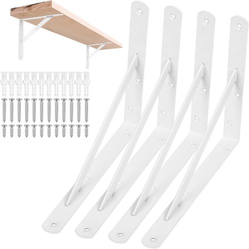 Sept-4 Pcs Equerre Etagere Murale, Équerre Étagère Flottants, Support Etagere Murale Fixation, Supports D'étagère Muraux, Supports En Triangulaires En Métal, Noir/200x150x25 Mm (255x200x25x3mm)