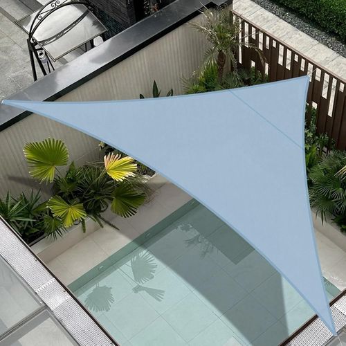 Sept-Cool Area Voile D'ombrage Triangle 3x3x4.25m Imperméable Toile Ombrage 95% Uv Protection Pour Patio Balcon Jardin Terrasse Extérieur-Gris Bleu