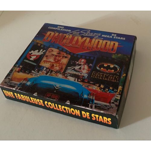 AMSTRAD - BOÎTE  DE JEU -VIDÉO - HP OO1 - UNE COMPILATION  DE MÉGAS STARS - - TITRE : D¿HOLLYWOOD - GOSTHBUSTERS - INDIANA JONES - ROBOCOP- BATMAN - 2 DISKETTES - AVEC BOÎTE - 