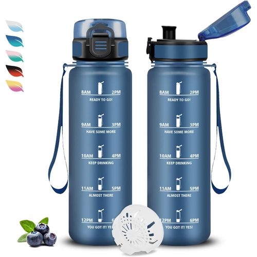 Sept-Gourde 500ml, Gourde Enfant, Anti-Fuite, Facile À Nettoyer, Bouteille Sport, Bouteille Motivation, Avec Marqueur De Temps, Water Bottle Plastique Pour Running, Voyage, École, Sport, Extérieur