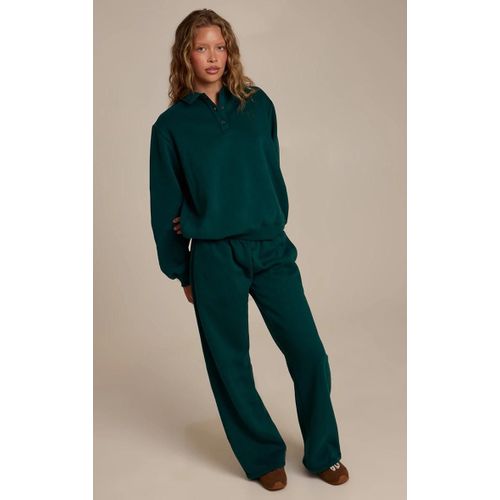 Jogging Droit En Coton Polaire Vert Sapin, Vert